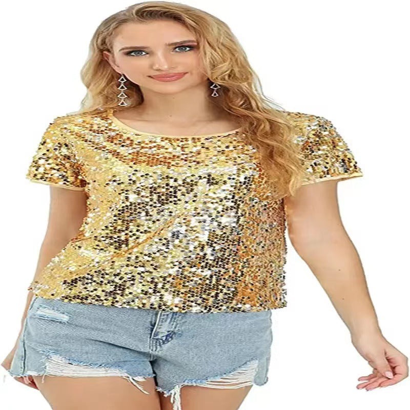 Crew-neck Fashionable Slim-fit Short-sleeve Casual Party Top