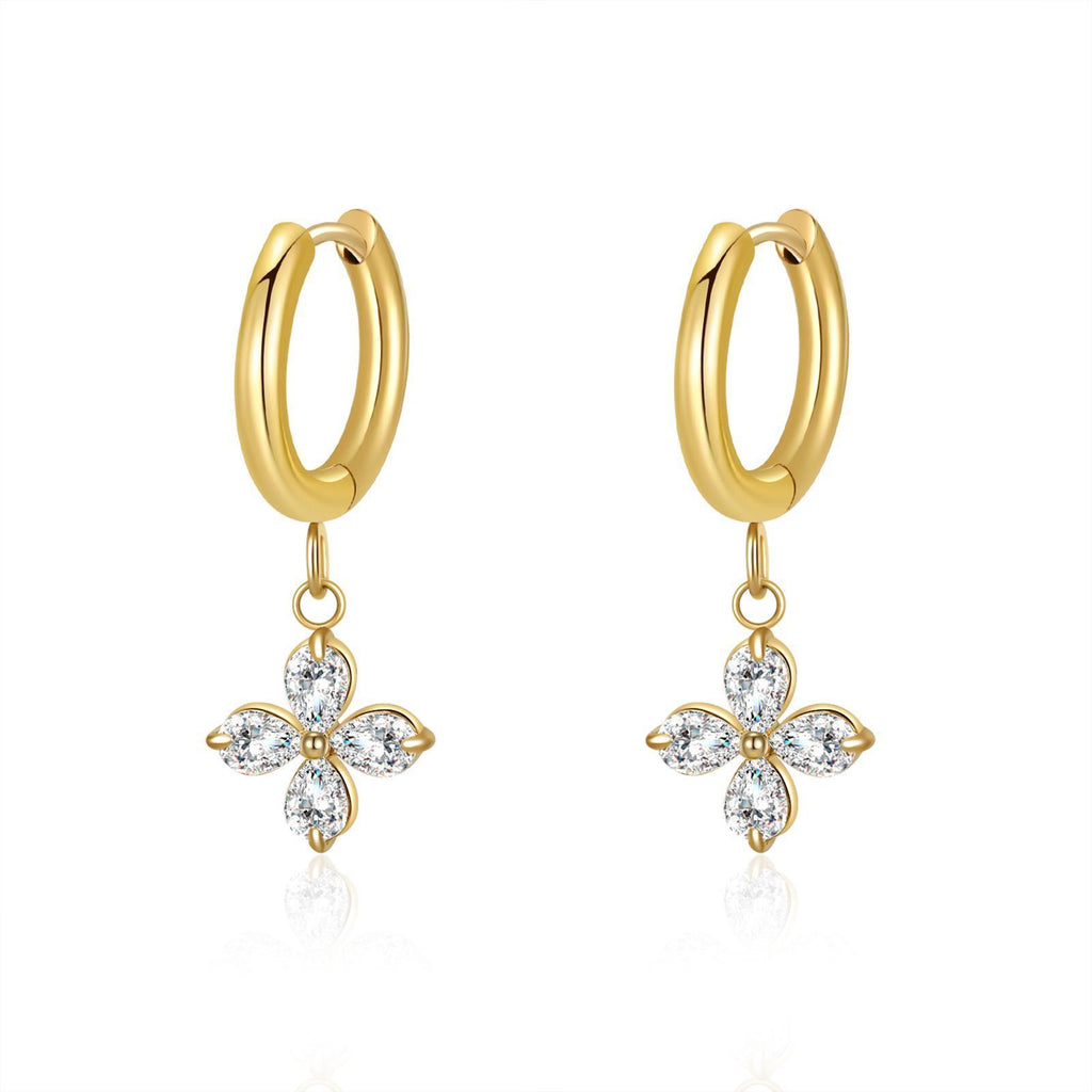 3A Zircon Stainless Steel Simple Bracelet Earrings Ins Niche Women's Ear Clip