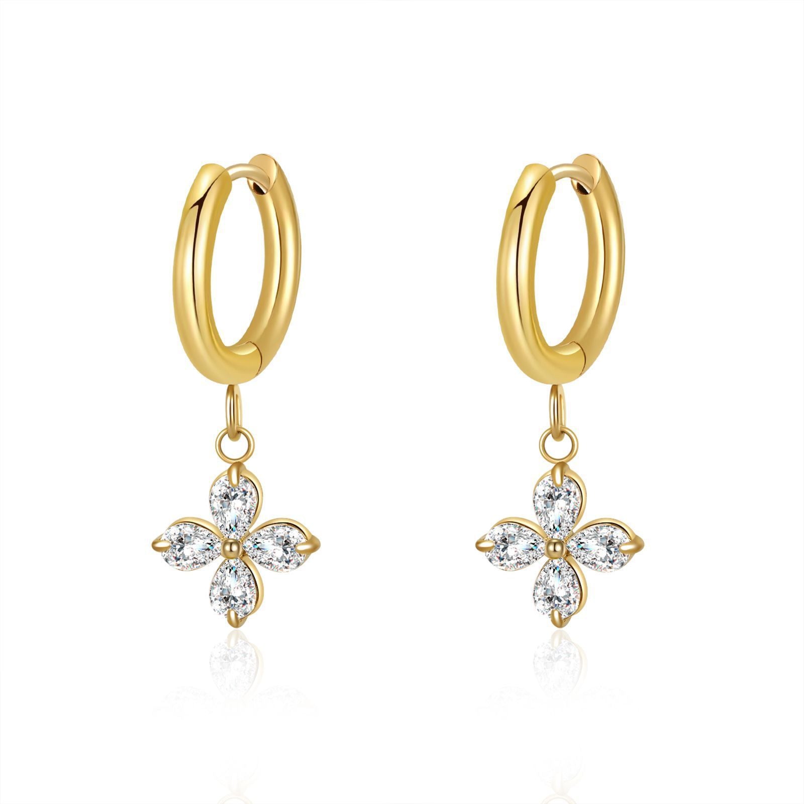3A Zircon Stainless Steel Simple Bracelet Earrings Ins Niche Women's Ear Clip