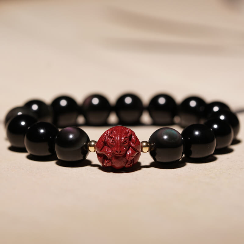 Obsidian Cinnabar Zodiac Bracelet For Women