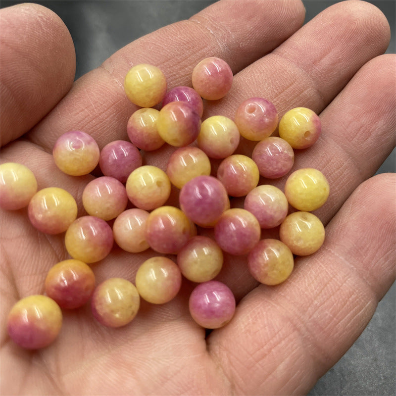DIY Ornament Accessories 8mm Yellow Jade Loose Round Beads