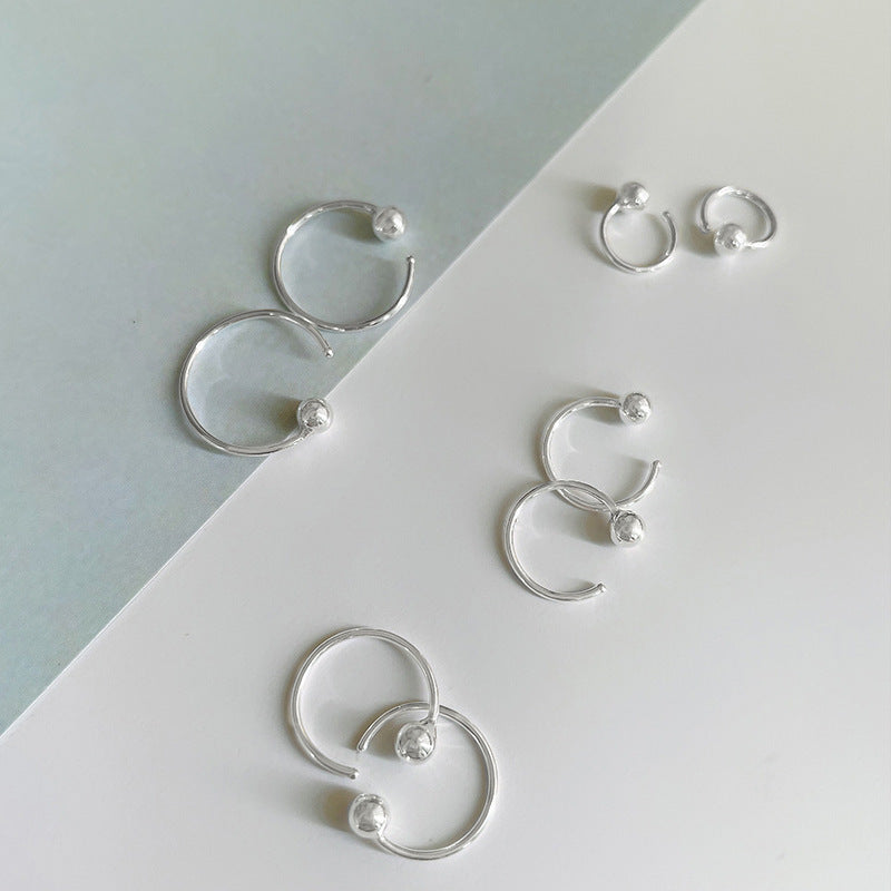 999 Sterling Silver Earrings Stud Earrings Female Cold Style Trendy Ear Bone Stud