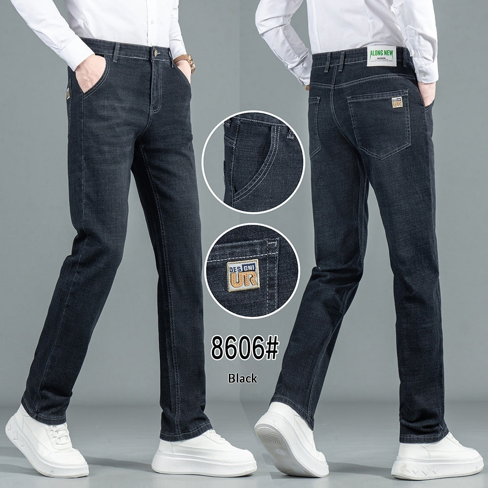 Summer Business Formal Jeans For Men Loose Straight-Leg Stretchy Slim-Fit Casual And Professional Wear
