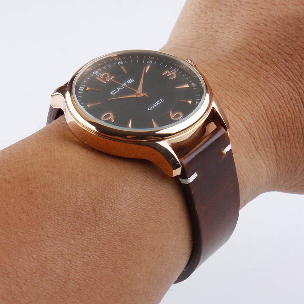 Men's Retro Cowhide Oil Wax Simple Strap
