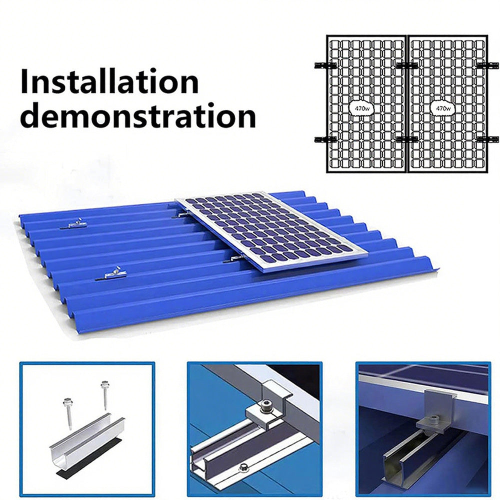 Support pan European shipping-12/20cm U-shaped Guide Rail Black Set Solar Panel Photovoltaic U-shaped Guide Rail 4-piece Set 35 Side Pressure Note Boxset