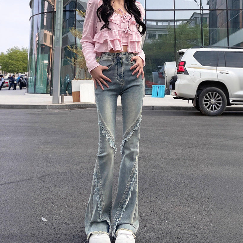 Slimming High-waisted Floor-length Flared Pants