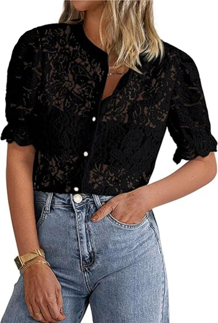 Fashionable Elegant Lace Shirt For Women