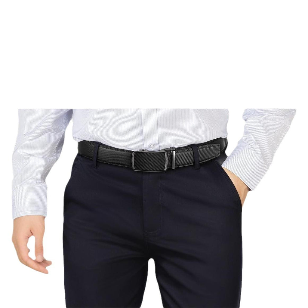 Men's Leather Belt Versatile Cowhide Automatic Buckle