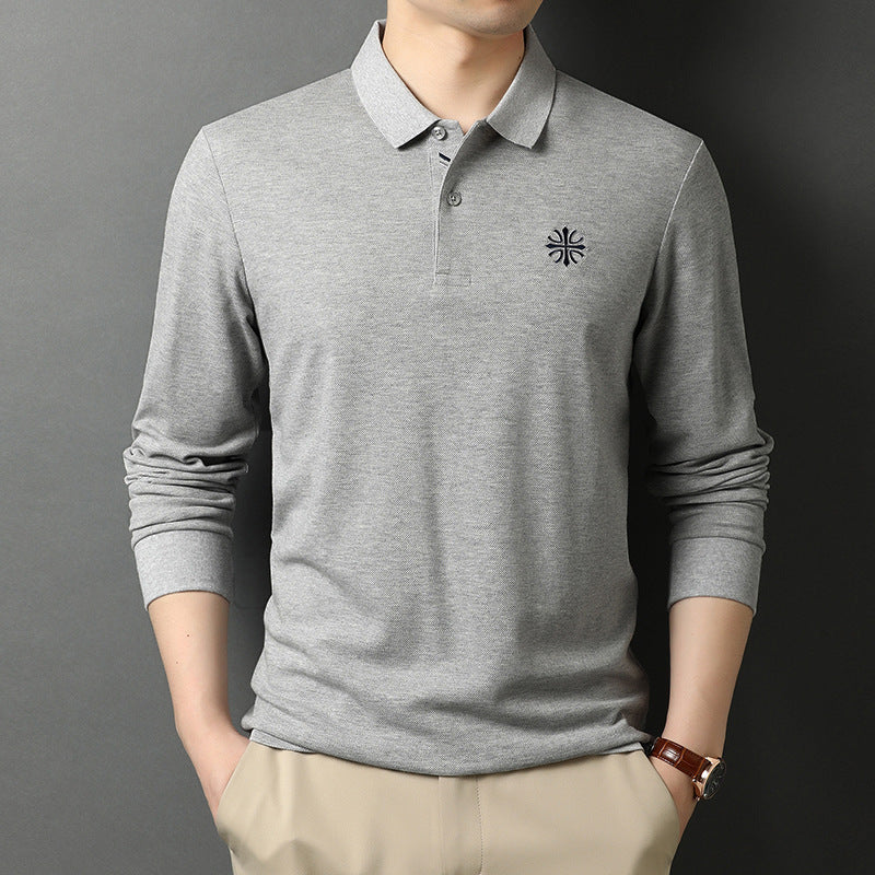 Men's Polo Shirt Korean Version Lapel Embroidery Long Sleeves