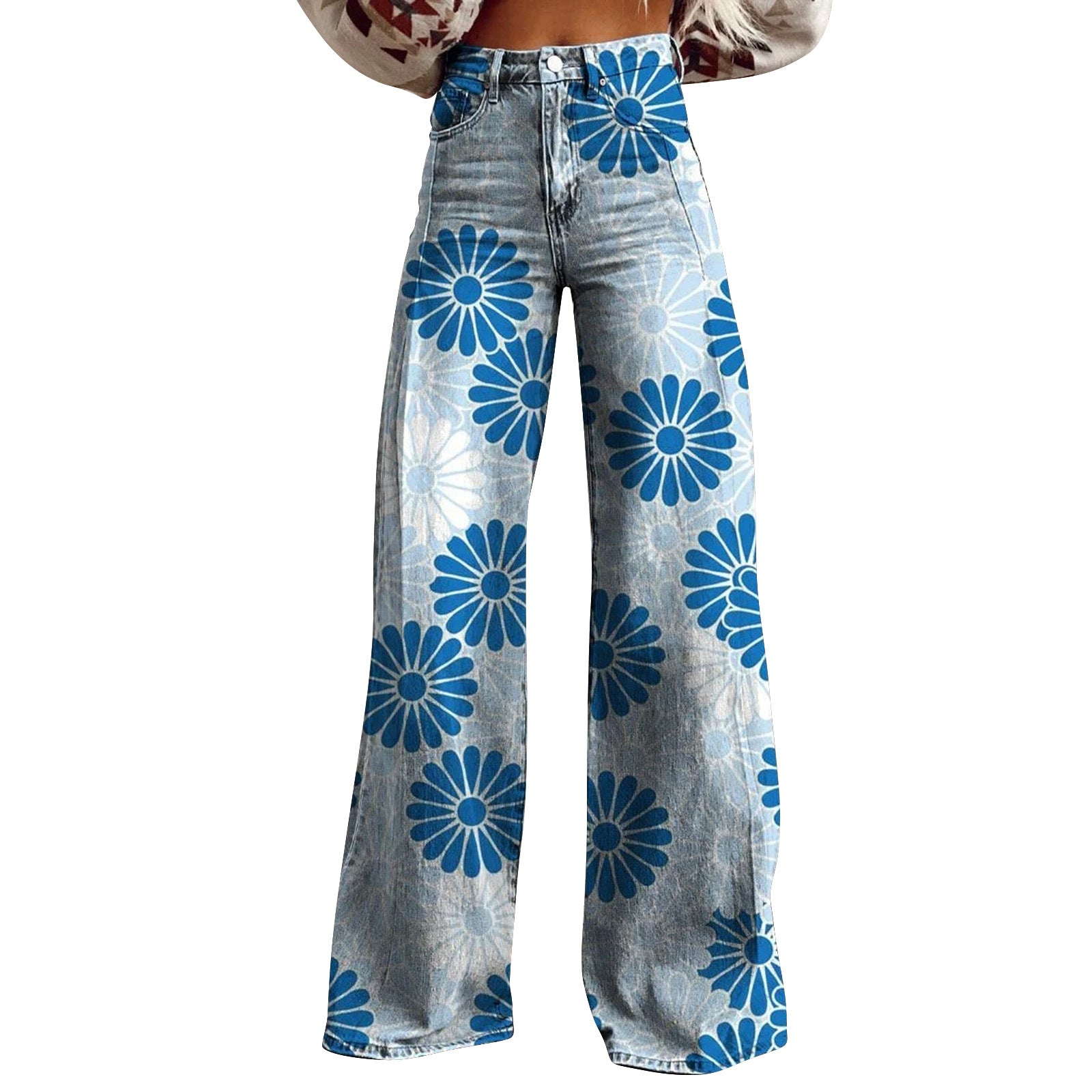 Trendy Flared Denim Jeans Made From Pure Cotton For Women