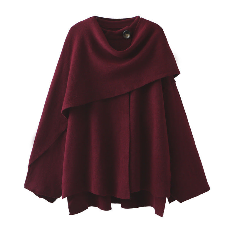 Fashion Women's Wear Asymmetric Scarf Loose Knitted Jacket