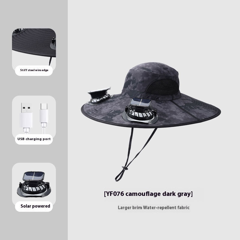 Solar Sunshade Cap With Fan Men's Outdoor Mountaineering Fishing Hat