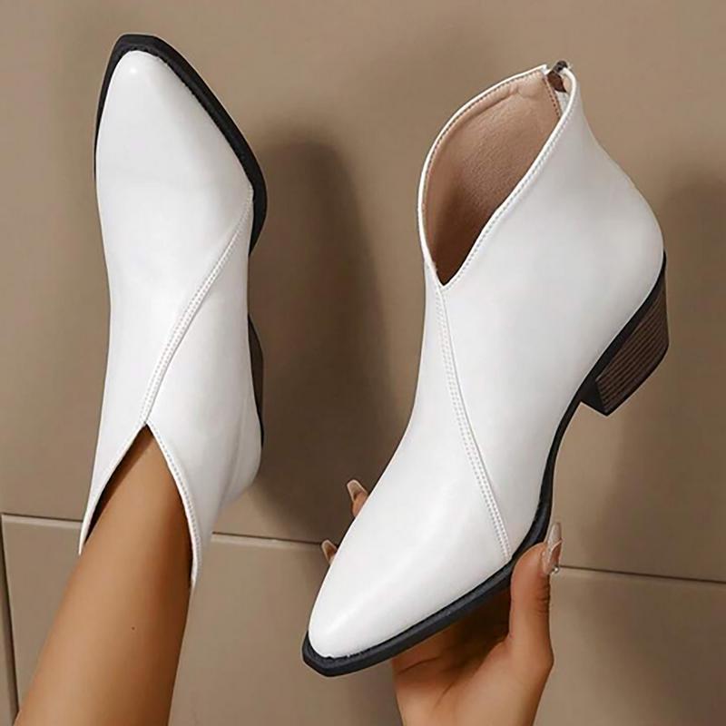 European And American Ladies Black Pointed Ankle Boots