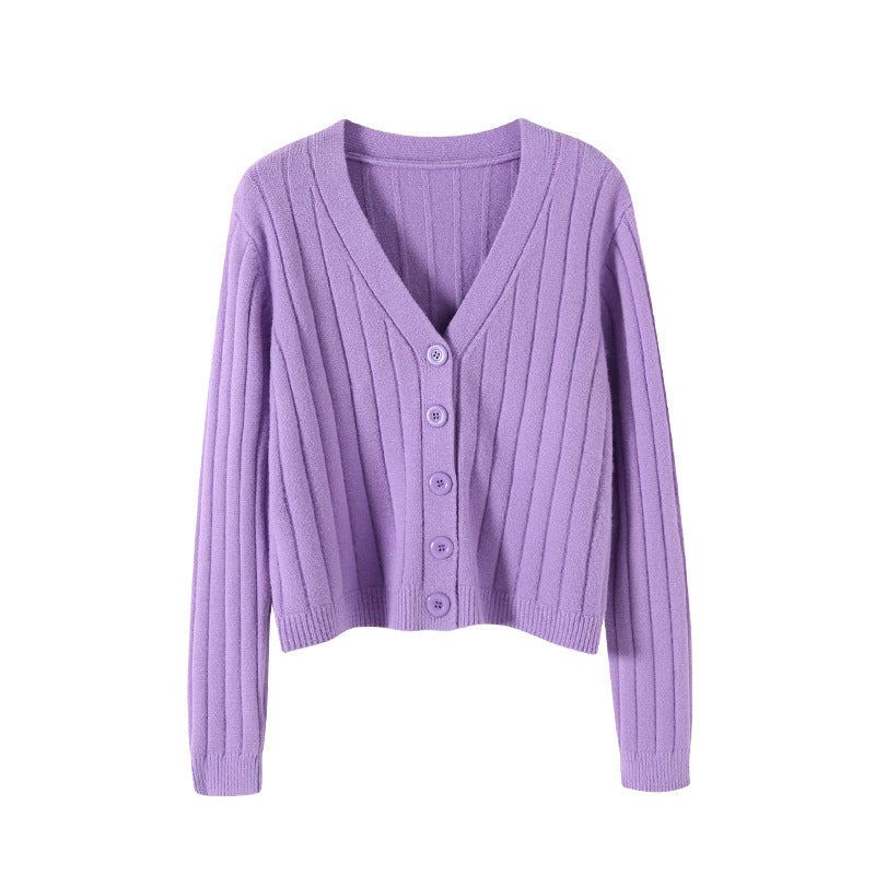 V-neck Sweater Sweater Thin Cardigan Jacket Top For Women