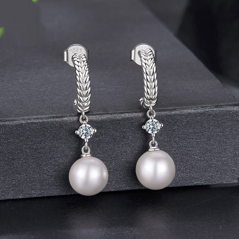 Silver Ziyun New Pearl Moissanite Stud Earrings Charm