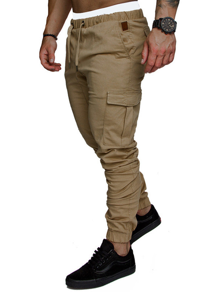 Men's Multi-pocket Micro-elastic Sports Casual Fitness Ankle-tied Trousers