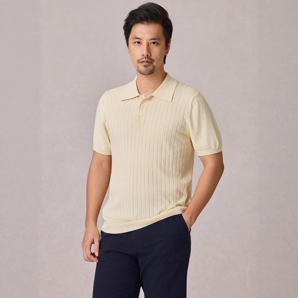 Knitted Polo Shirt Men's Stretch Short Sleeve Lapel Knitwear
