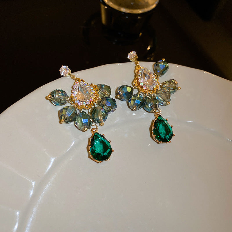Retro Diamonds Crystal Flower Earrings