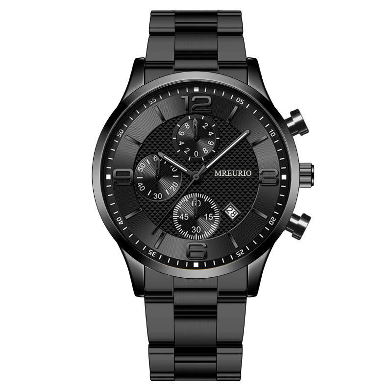 Fashion Numbers Three-eye Calendar Men's Watch