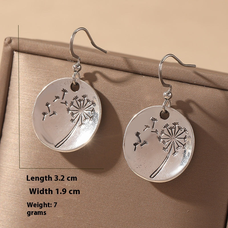 Simple Retro Round Dandelion Earrings