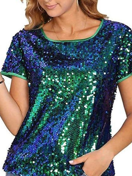 Crew-neck Fashionable Slim-fit Short-sleeve Casual Party Top