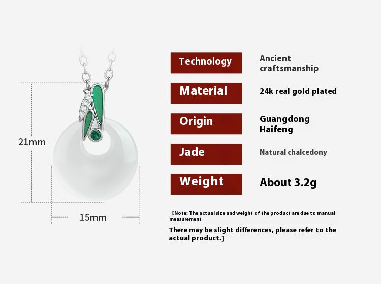 Natural White Chalcedony Ins Style Bamboo Presages Safety Light Luxury Advanced Clavicle Chain Female