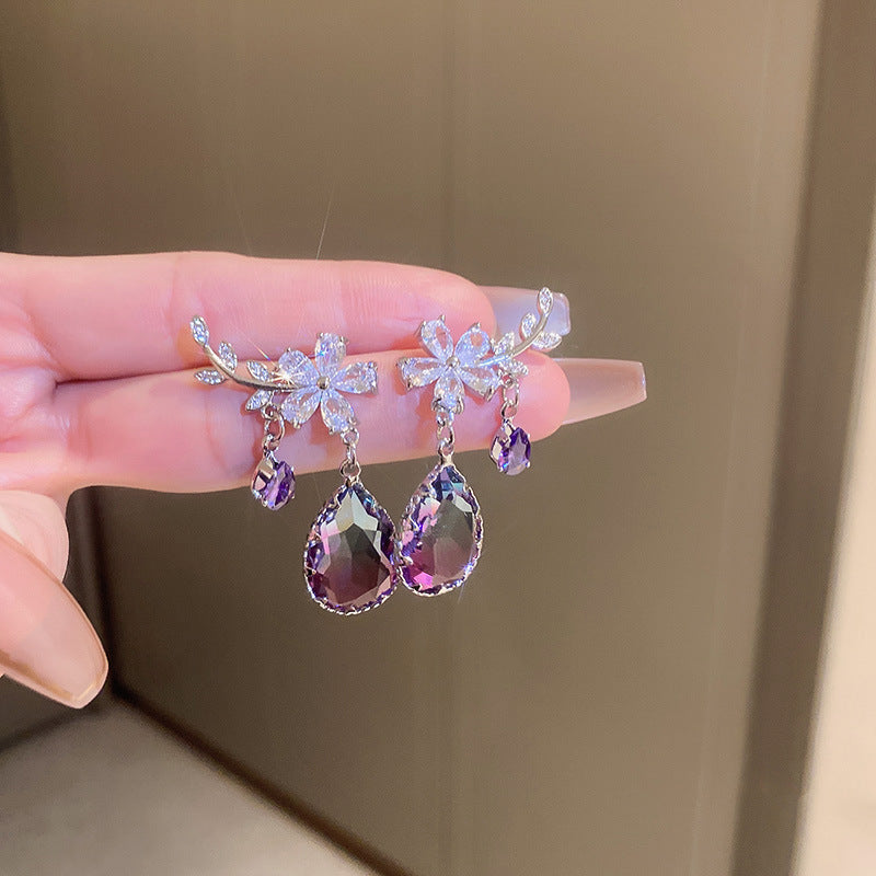 Retro Diamonds Crystal Flower Earrings