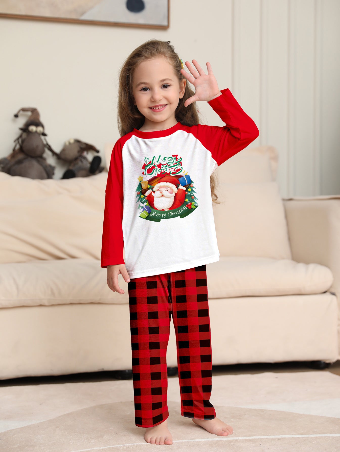 Cartoon Plaid Printed Long Sleeve Holiday Suit