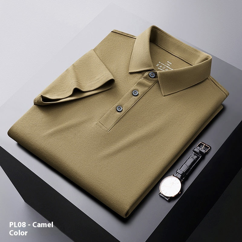 Cool Polo Shirt Men's Solid Color Polo Collar Business Casual Short-sleeved T-shirt