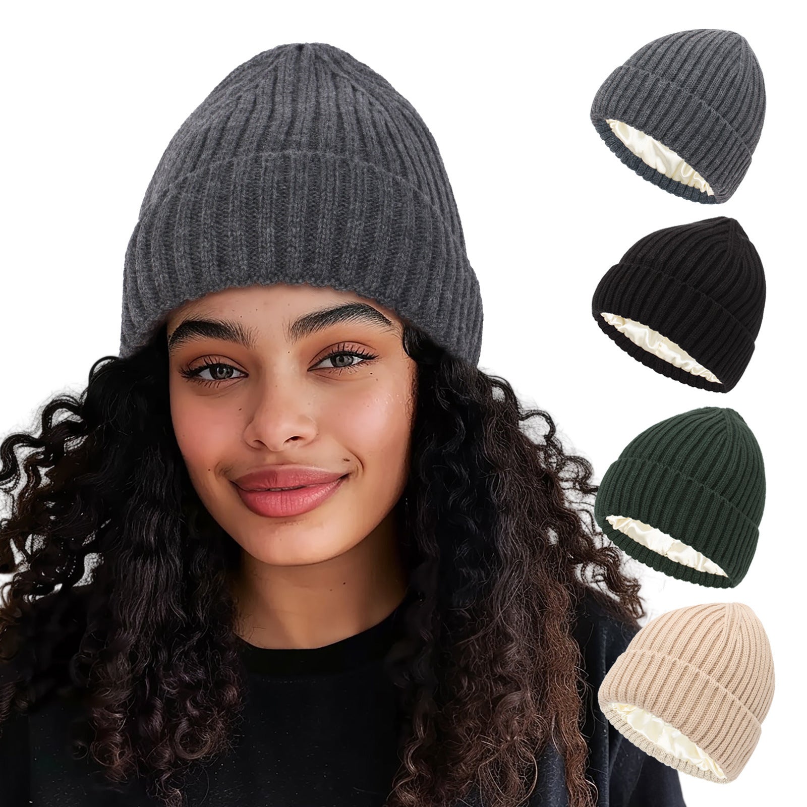 New Satin Warm Wool Hat Men And Women