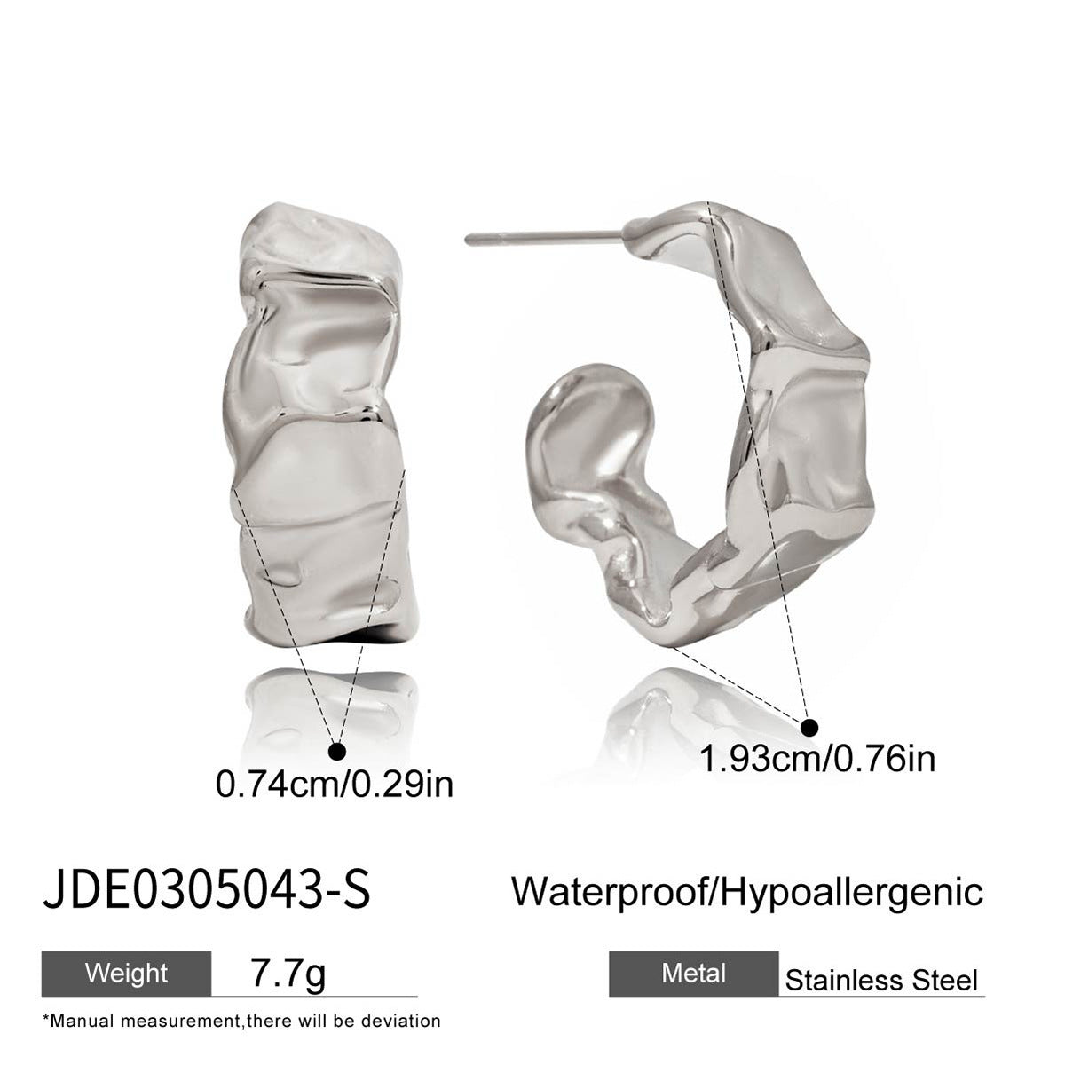 Jieding European And American Stainless Steel C-shaped Ear Studs Light Luxury High Sense