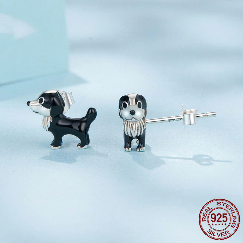 S925 Sterling Silver Puppy Ear Studs Earrings