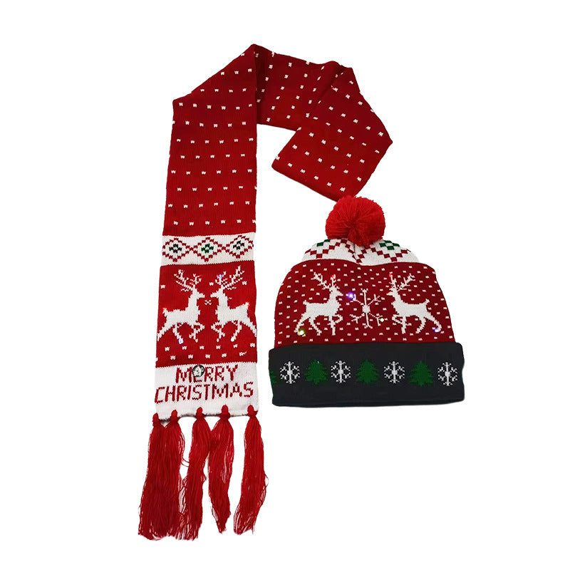 Holiday Party Christmas LED Luminous Knitted Jacquard Knitted Hat