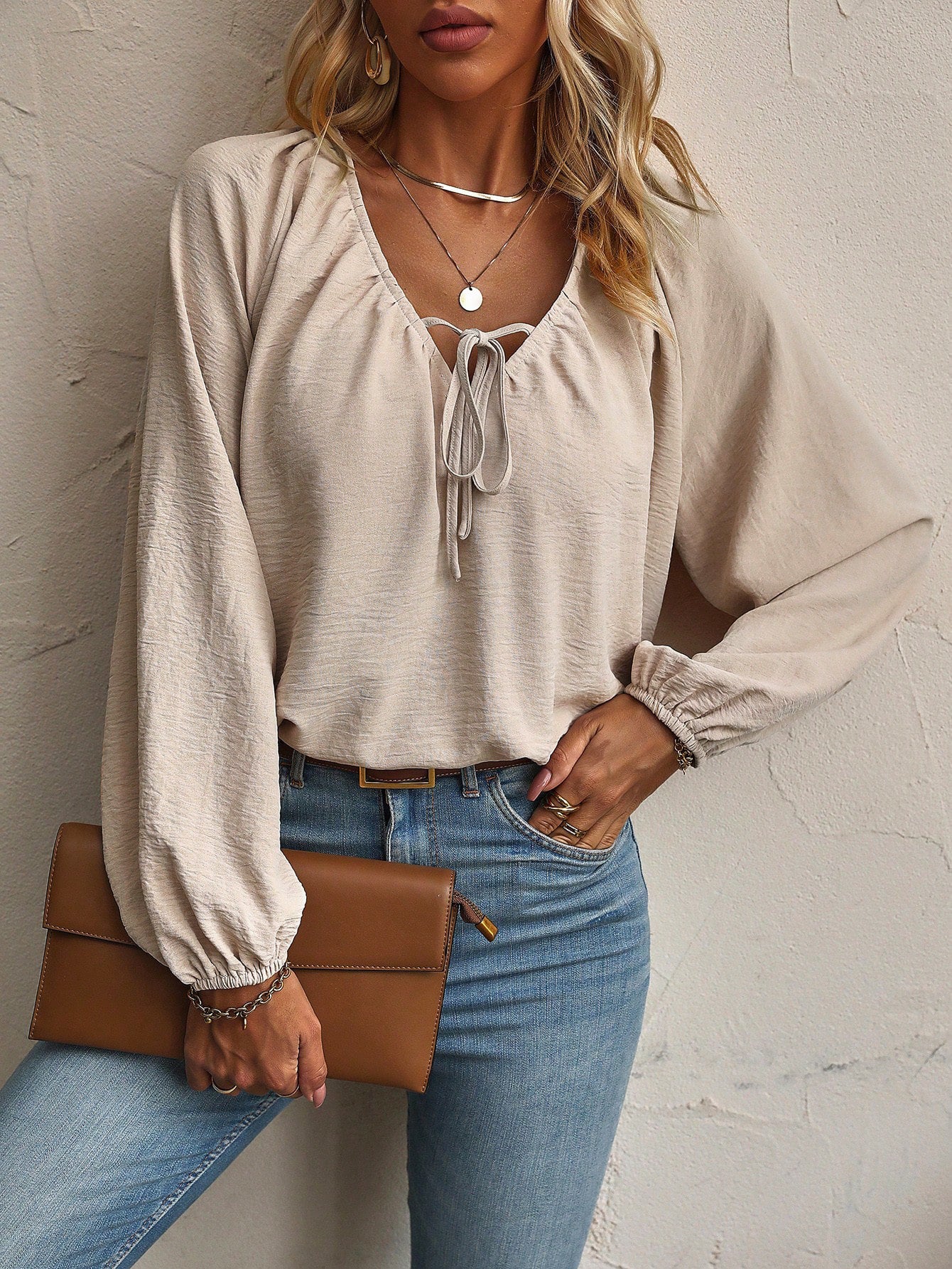 Casual Comfortable Loose-fit Long Sleeve Blouseshirt