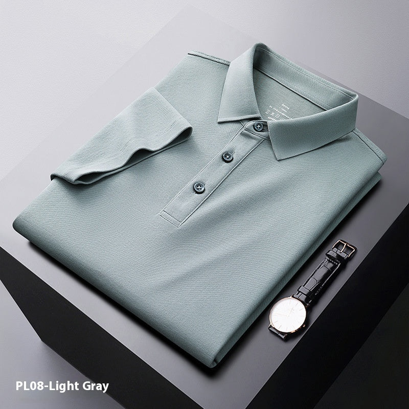 Cool Polo Shirt Men's Solid Color Polo Collar Business Casual Short-sleeved T-shirt