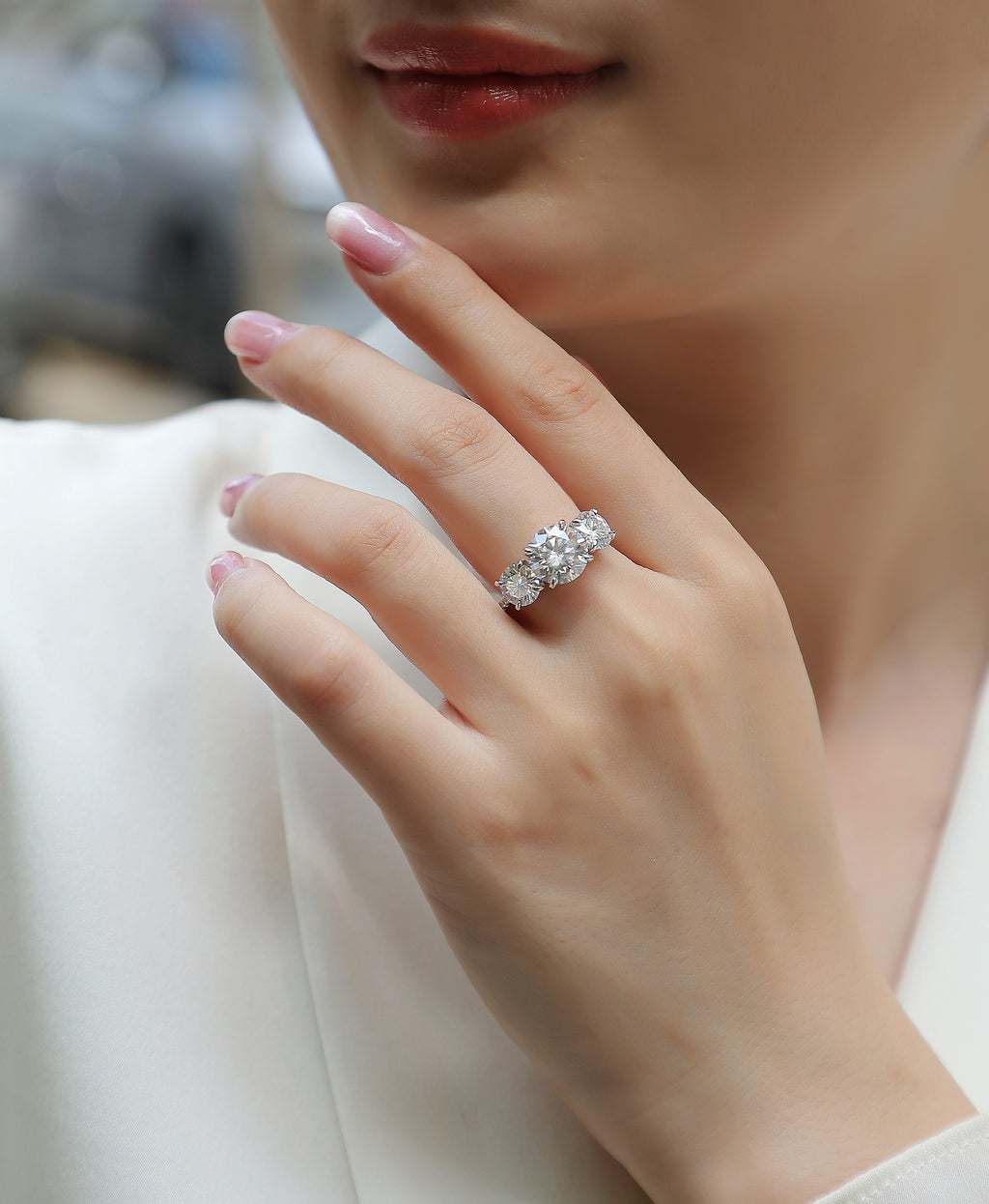 1Three Shining Stars - A Fashionable And Luxurious Jewelry Piece Set With 3-carat Moissanite S925 Sterling Silver And Platinum-plated Diamond Prohibit TikTok sales