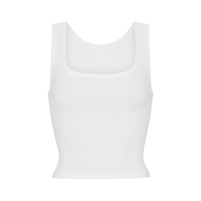 Outerwear Square-neck Midriff-baring Vest For Women