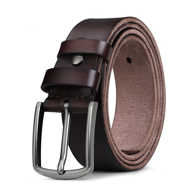 Men's First Layer Leather Alloy Buckle Belt