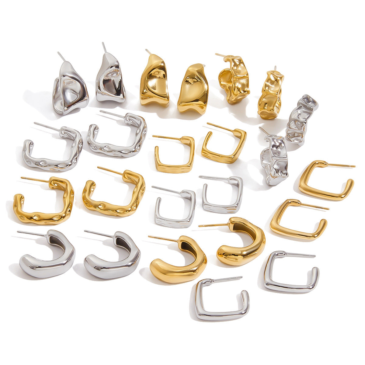 Jieding European And American Stainless Steel C-shaped Ear Studs Light Luxury High Sense