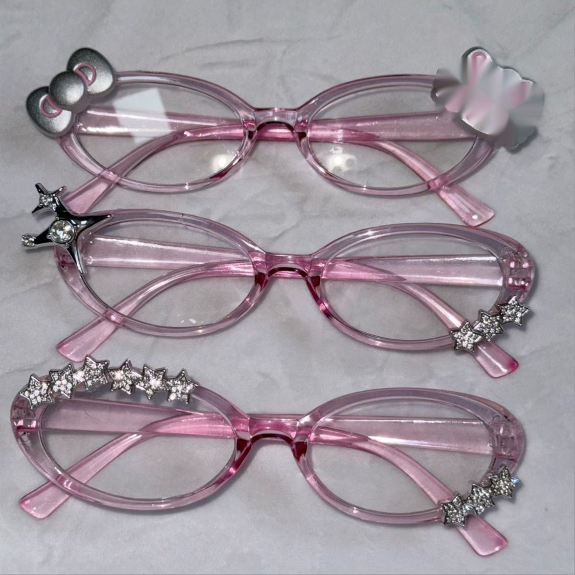 Retro Cute Plain Light Pink-color Cat Glasses Out Of The Street Photography Artifact