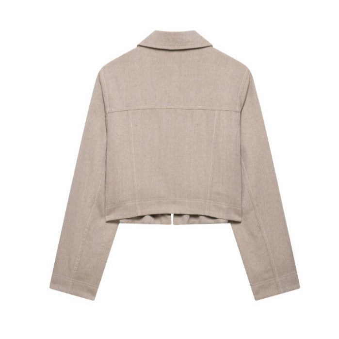 Herringbone Twill Short Coat Straight-leg Pants Fashion Suit