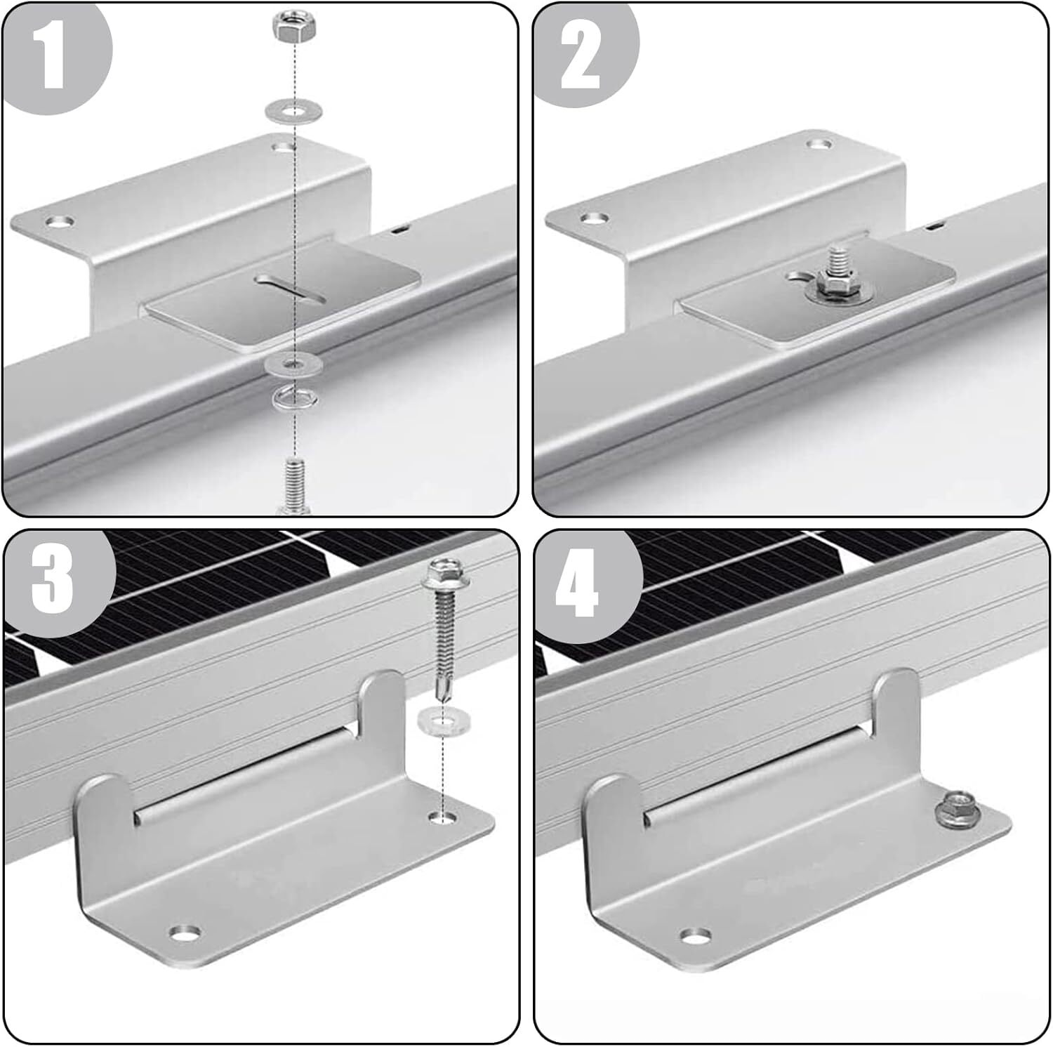 4 Pack Solar Panel Z Brackets Mounting  Stainless Fixings Caravan Roof Motorhome RV