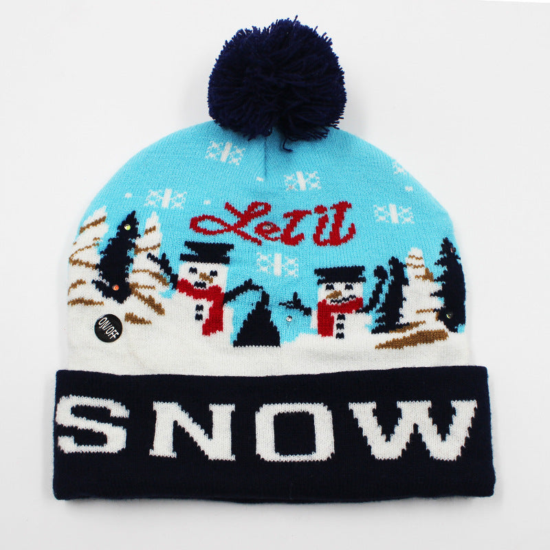 Holiday Party Christmas LED Luminous Knitted Jacquard Knitted Hat