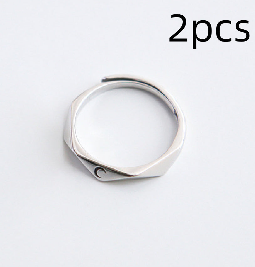 Sun and Moon Couple Rings Valentine's Day Gifts Simple Opening Men and Women Adjustable Diamond Rings