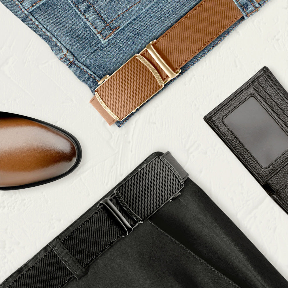 Men's Belt Hot-selling Film Alloy Automatic Buckle Leather