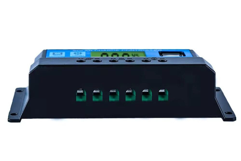 30A PWM Solar Panel Regulator Battery Charge Controller LCD Dual USB 12V 24V UK