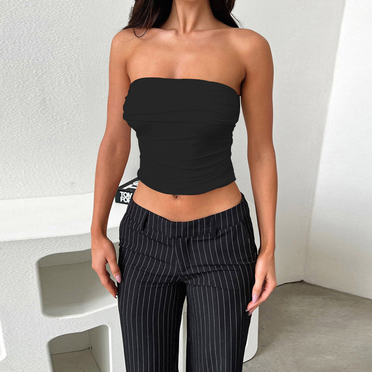 Women's Off-Shoulder Boat-Neckline Tube Top Casual Top
