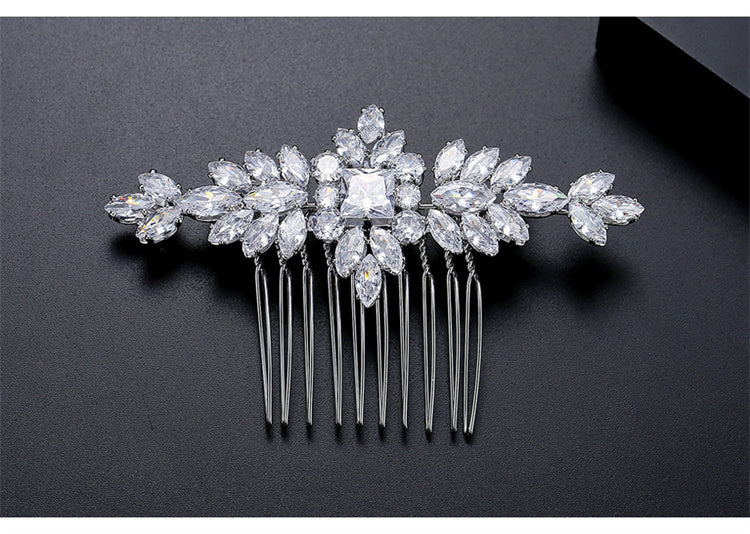 S925 Pure Silver Moissanite Fashionable New Bride Hair Comb Light Luxury Headwear