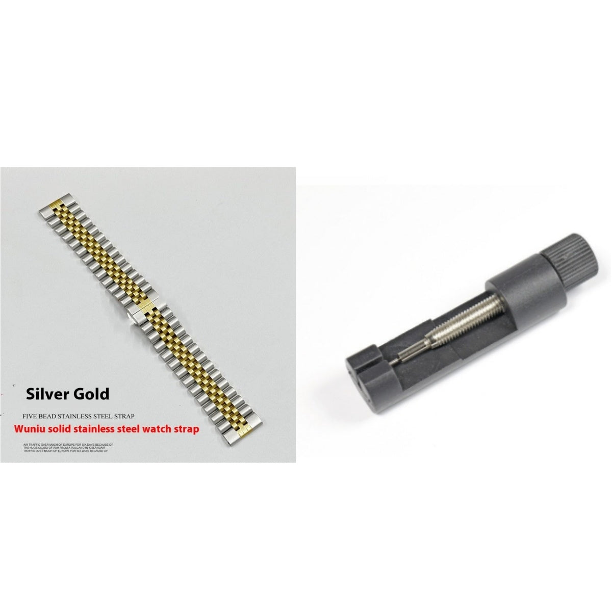 Five-bead Cow Ring Solid Stainless Steel Strap