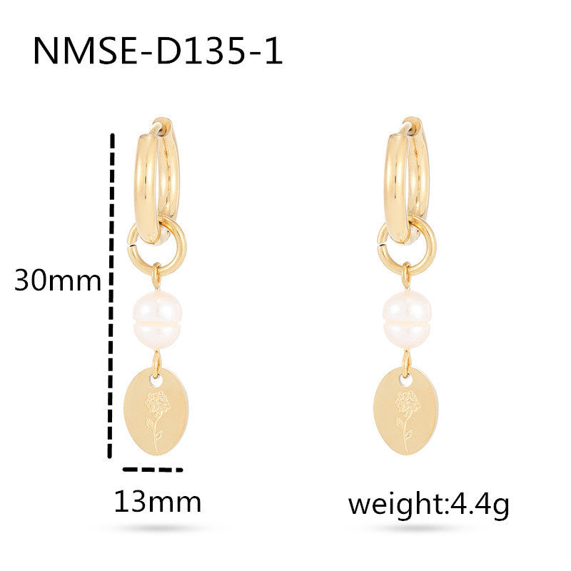 Pearl Titanium Steel Earrings Affordable Luxury All-match